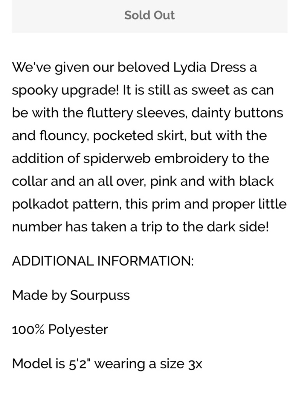 NWOT- Sourpuss Spiderweb Lydia Dress Pink - Picture 3 of 16